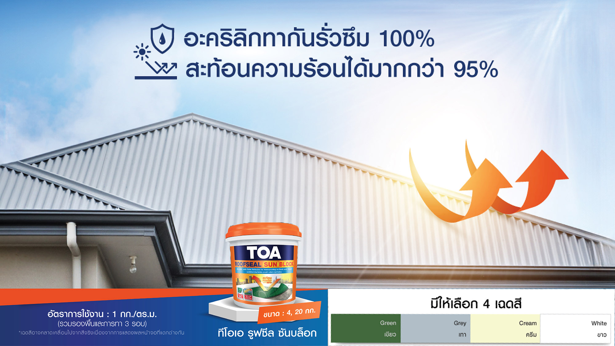สีทาหลังคา เมทัลชีล กันซึม กันร้อน