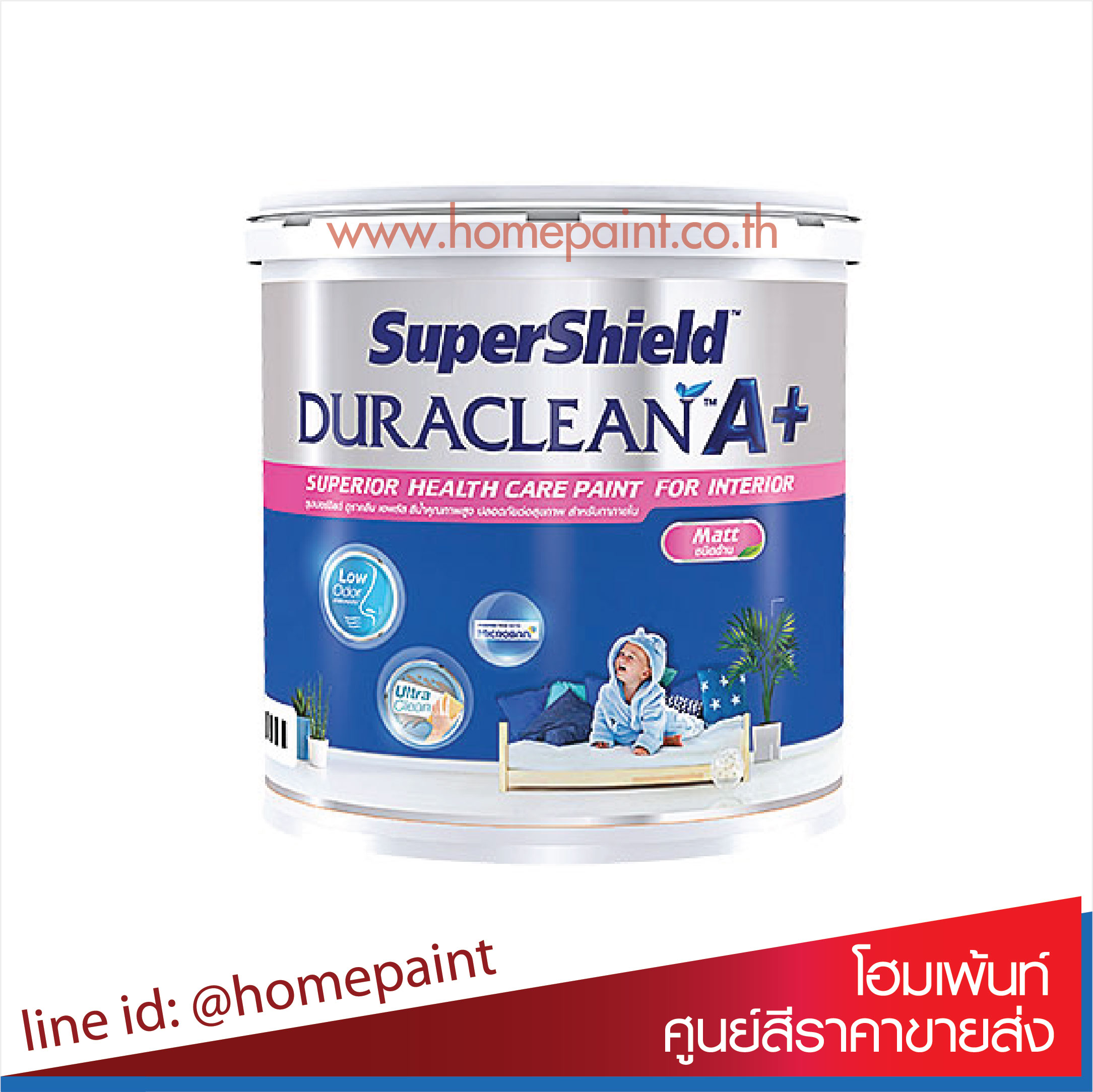 ซุปเปอร์ชิลด์ ดูราคลีน เอ พลัส สีน้ำอะคริลิค ชนิดด้าน # เบส A / Toa SuperShield Duraclean A+ Matt