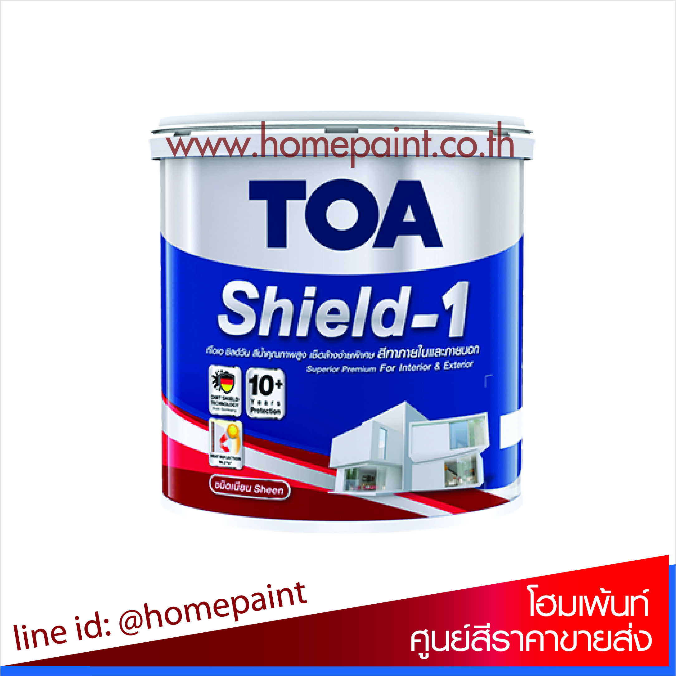 ทีโอเอ ชิลด์ วัน นาโน  สีน้ำอะคริลิคชนิดเนียน สำหรับภายนอกและภายใน # เบส A / Toa Shield-1 Nano Sheen for Exterior and Interior